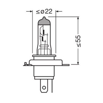 Osram h4 Halogen Lamp 12V 100/90W PU43t Super Bright Premium