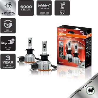 Osram Night Breaker LED Start H7 ECE-approved Set | +230%