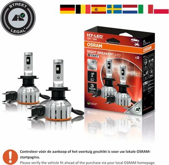 Osram Night Breaker LED Start H7 ECE-approved Set | +230%