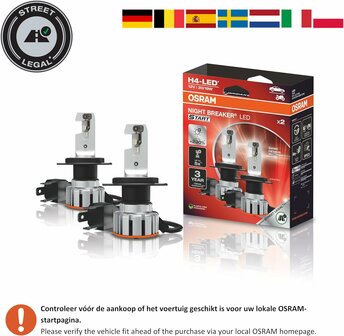 Osram Night Breaker LED Start H4 ECE-approved Set | +230%