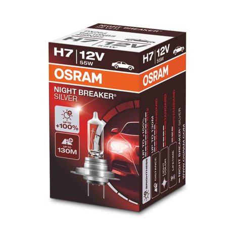 Osram H7 Halogen Lamp 12V 55W PX26d Night Breaker Silver