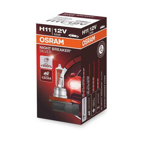 Osram H11 Halogen Lamp 12V 55W PGJ19-2 Night Breaker Silver