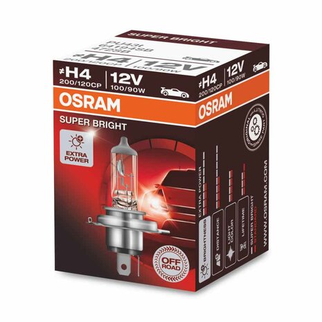 Osram h4 Halogen Lamp 12V 100/90W PU43t Super Bright Premium