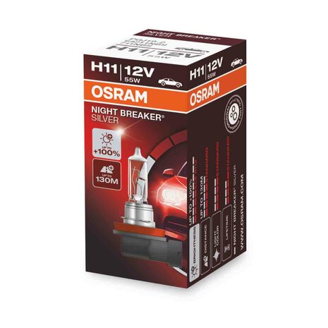 Osram H11 Halogen Lamp 12V 55W PGJ19-2 Night Breaker Silver