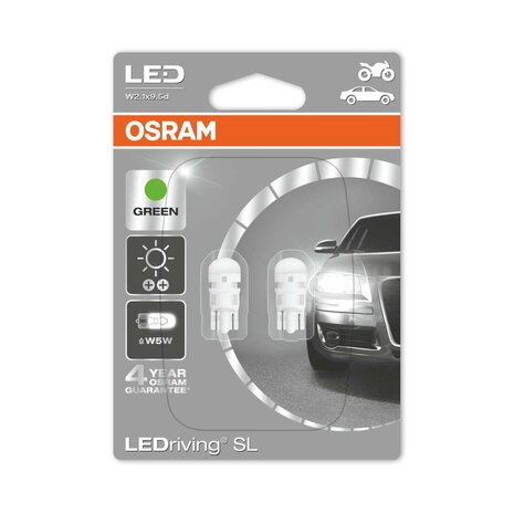 Osram W5W W2.1x9.5d LED Retrofit Green Set 12 volt
