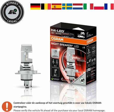 Osram Night Breaker LED Speed H4 450 Street Legal | +450%