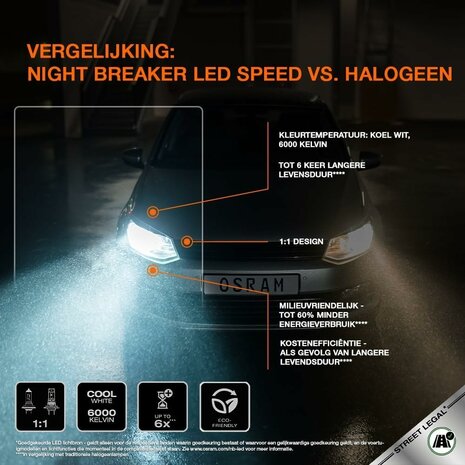 Osram Night Breaker LED Speed H4 450 Street Legal | +450%
