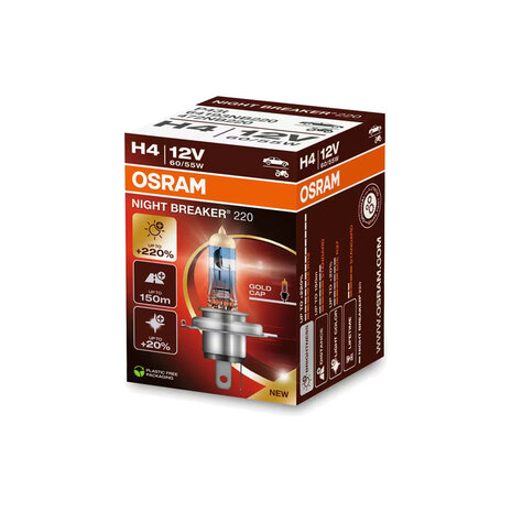 Osram H4 Halogen Lamp 12V 60/55W P43t Night Breaker 220