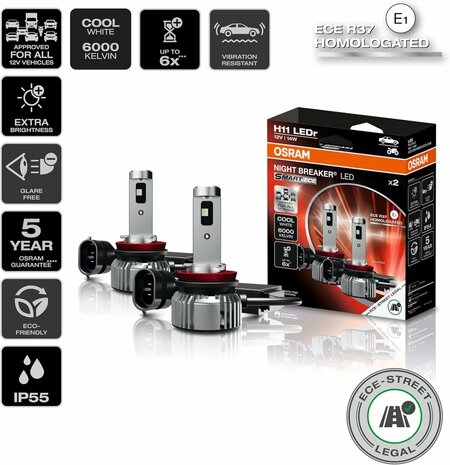 Set H11 Osram Night Breaker LED Smart ECE 